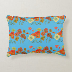 Almofada Decorativa Papoulas Laranja e Azul