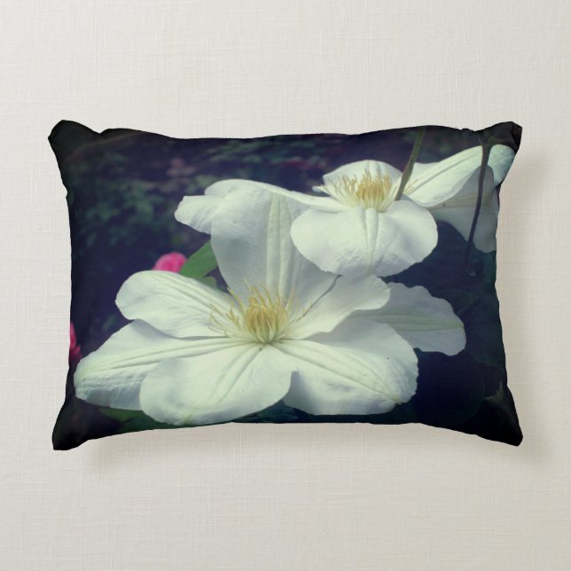 Almofada Decorativa Par Flor Branco Clematis (Frente)