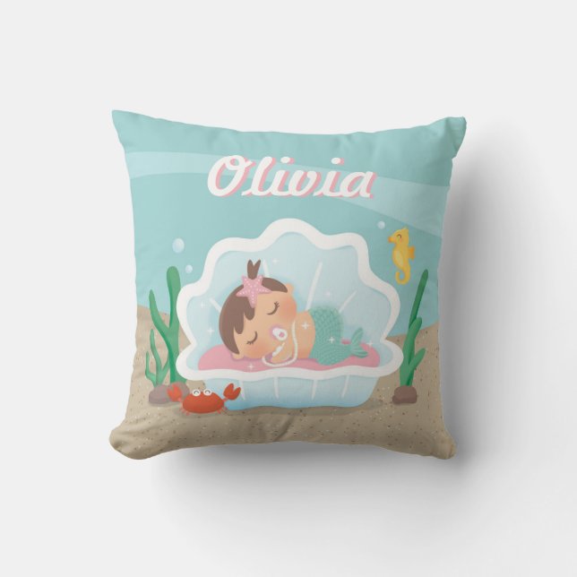 Almofada Decorativa para Berçário de Bebê Sereia F (Frente)
