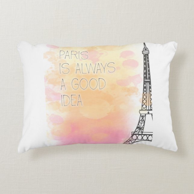 Almofada Decorativa PARIS é sempre uma boa ideia, aquarela (Frente)