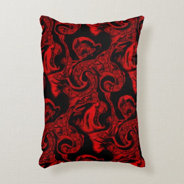 Almofada Decorativa Partes da espiral vermelha muito manchadas sobre f (Frente(Vertical))