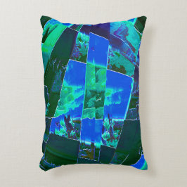 Almofada Decorativa partes de pastagens verdes abstrato e céu azul, en