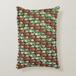 Almofada Decorativa Partes retangulares esculpidas, castanhas e verdes