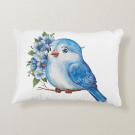 Almofada Decorativa Pássaro Azul com Flores