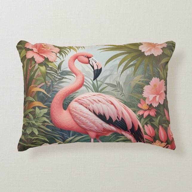 Almofada Decorativa Pássaro Flamingo Tropical Rosa Gordo (Frente)