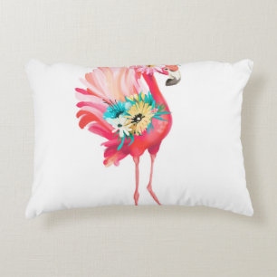 Almofada Decorativa Pássaro mexicano bonito e bonito, rosa e flamingo,
