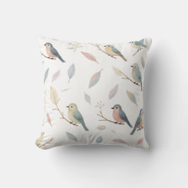Almofada Decorativa Pássaros e Folhas Pastel Inspi