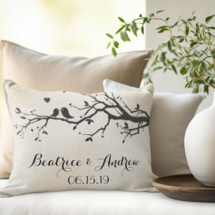 Almofada Decorativa Pássaros Wedding personalizados do amor do