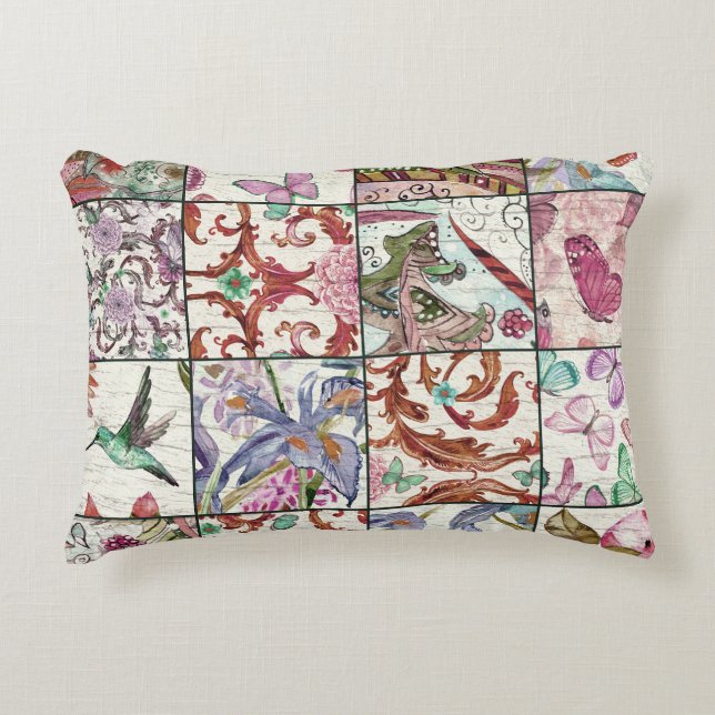 Almofada Decorativa Patchwork da Natureza: Chic Seamless Background (Frente)