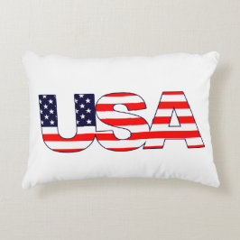 Almofada Decorativa Patriótica - A palavra EUA em cores da bandeira am