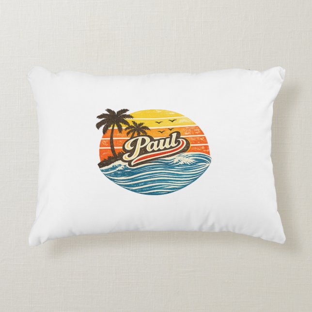 Almofada Decorativa Paul Retro Sunset Name Design (Frente)