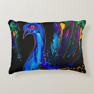 Almofada Decorativa Pavão Caprichoso Pintado
