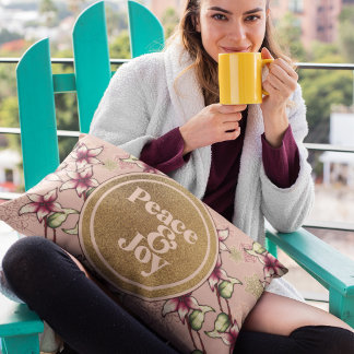 Almofada Decorativa Paz e Joy Pink Poinsettia Natal