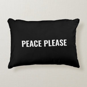Almofada Decorativa Paz, por favor, texto personalizado branco preto m