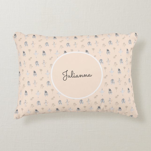 Almofada Decorativa Peach Ballerina e Flores (Frente)