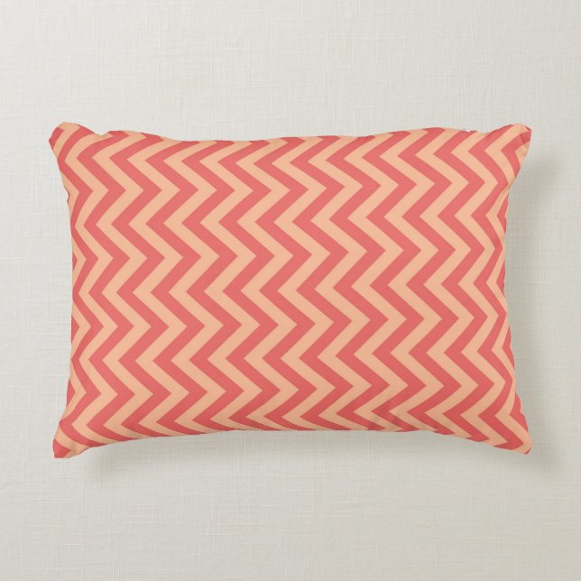 Almofada Decorativa Peach e Cranberry Chevron (Frente)