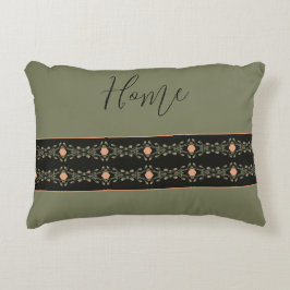 Almofada Decorativa Peach E Padrão Verde