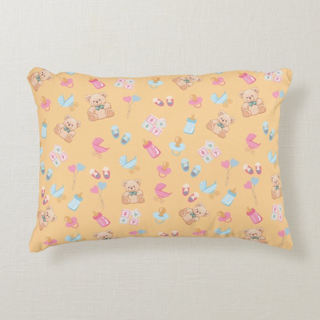 Almofada Decorativa Peach teddy nursey pillow (Frente)