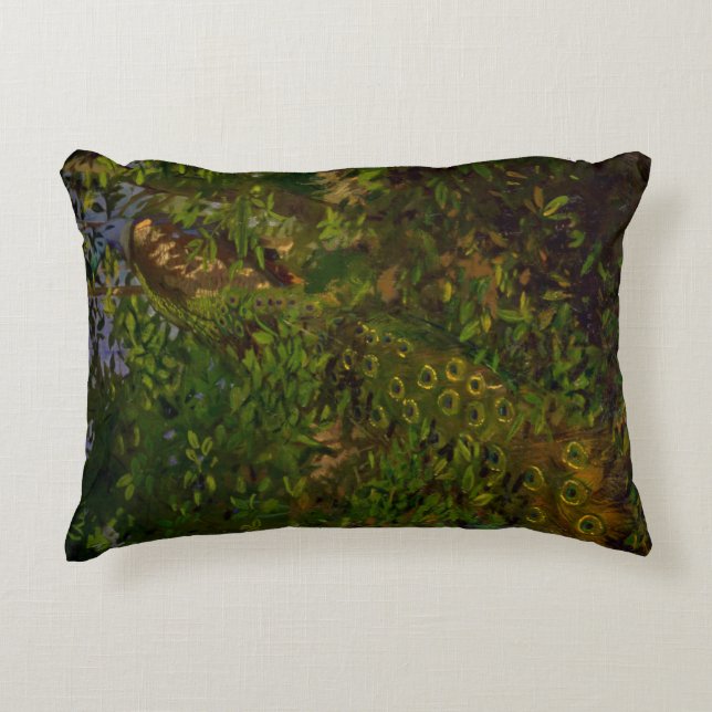 Almofada Decorativa Peacock in the Woods (por Abbott Henderson Thayer) (Frente)