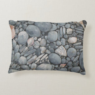 Almofada Decorativa Pedras de Praia Conchas Pebbles Rochas Pintura