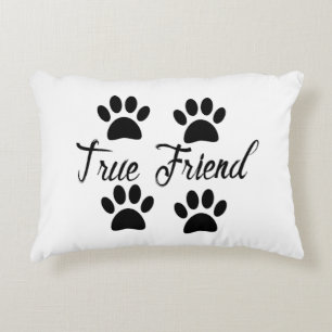 Almofada Decorativa Pegada de Pata de Cachorro Amigos Verdadeiros Text