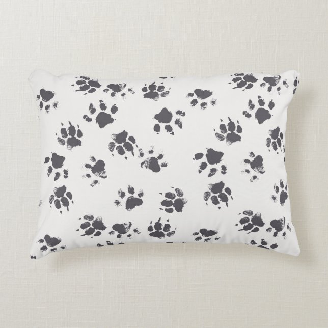 Almofada Decorativa Pegadas De Pata: Cachorro Monocromo Sem Costura. (Frente)