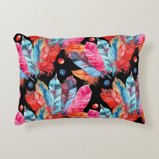 Almofada Decorativa Penas coloridas, boho, sem costura, vibrante.