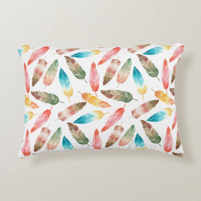 Almofada Decorativa Penas de cores (Frente)