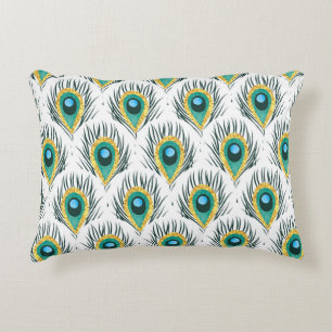 Almofada Decorativa Penas de pavão: fundo sem soldadura vintage.