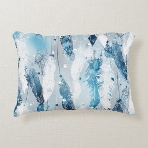 Almofada Decorativa Penas de queda: Blue Watercolor