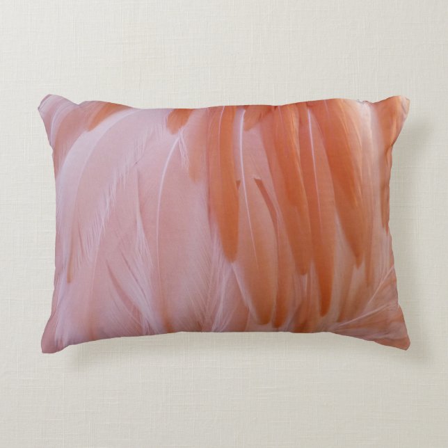 Almofada Decorativa Penas Flamingo em tons de rosa (Frente)
