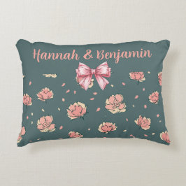 Almofada Decorativa Penônio rosa e padrão do Arco