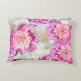 Almofada Decorativa Peônia Rosa Branca Rosa - Floral Romântica