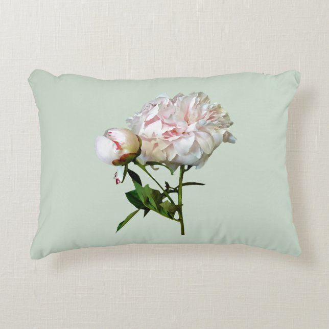 Almofada Decorativa Peônia Rosa Pálida e Broto (Frente)