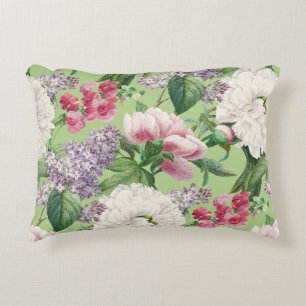 Almofada Decorativa Pêonias e Lilases Pavimenteiro de Jardim Aquático
