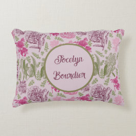 Almofada Decorativa Peony Rosa Botânica Personalizada Eucalyptus