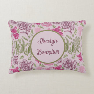 Almofada Decorativa Peony Rosa Botânica Personalizada Eucalyptus