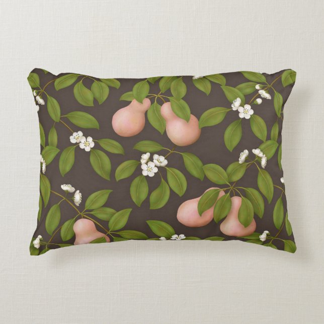 Almofada Decorativa Pêras Rosas (marrom escuro) (Frente)