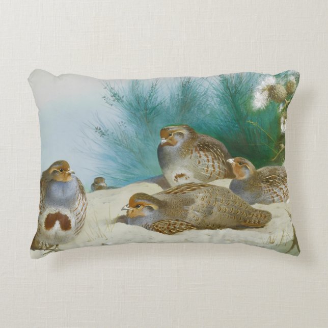 Almofada Decorativa Perdiz inglesa com gordo e palitos, Art (Frente)