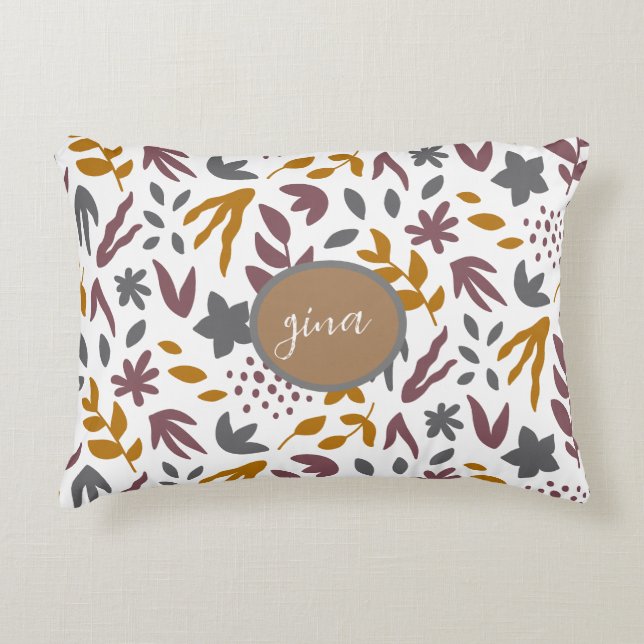 Almofada Decorativa Personalização de Padrão Botânico (Frente)