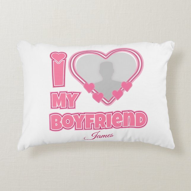 Almofada Decorativa Personalizado Eu Amo Meu Namorado - Adicionar Foto (Frente)