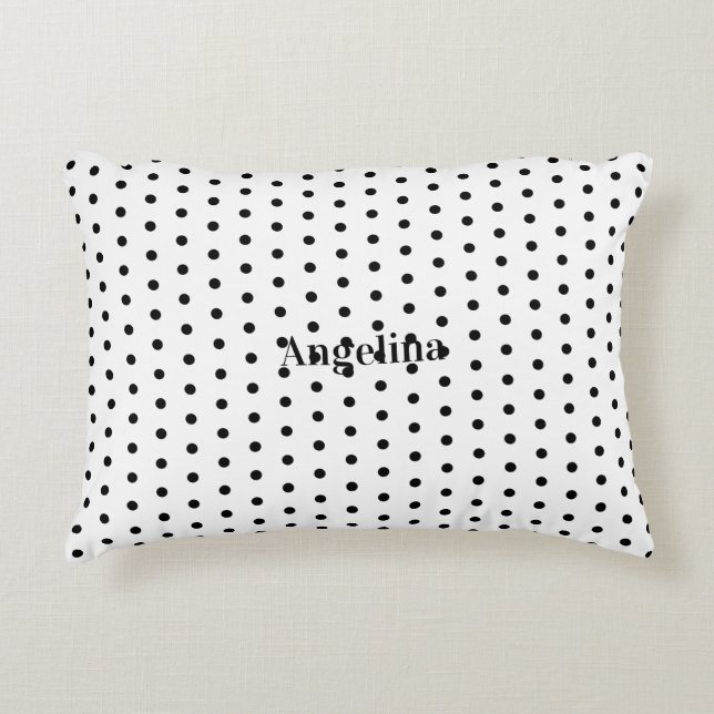 Almofada Decorativa Personalizado Moderno Preto e Branco com Bolinhas  (Frente)