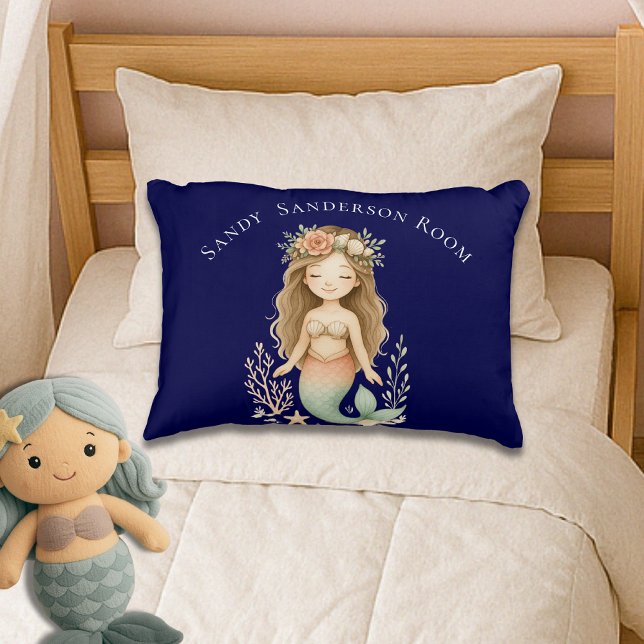Almofada Decorativa Personalizar Boho Girl Marinho Blue Round (Criador carregado)