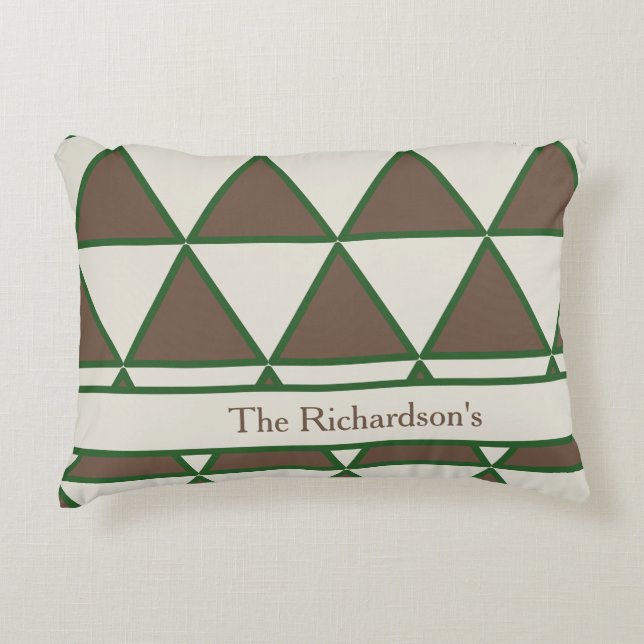 Almofada Decorativa Personalized Sage Green Taupe Triangle Modern Chic (Frente)