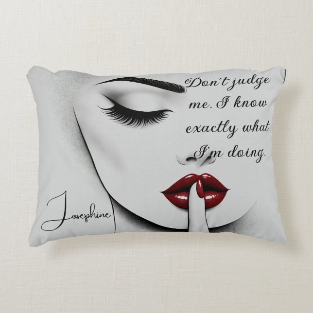 Almofada Decorativa Personalized Sassy Quote Red Lips Beauty Glam Chic (Frente)