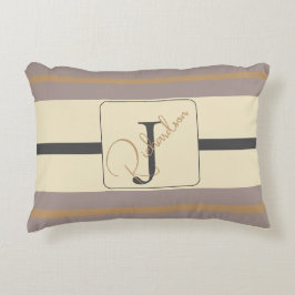 Almofada Decorativa Personalized Taupe Gold Stripe Modern Neutral Chic