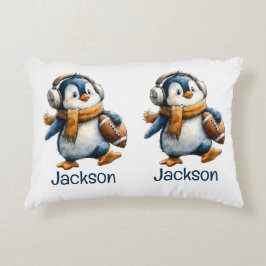 Almofada Decorativa Personalized Winter Penguin Football Kid