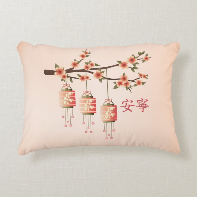 Almofada Decorativa Pêssegos e flores "Pacíficos" (Frente)