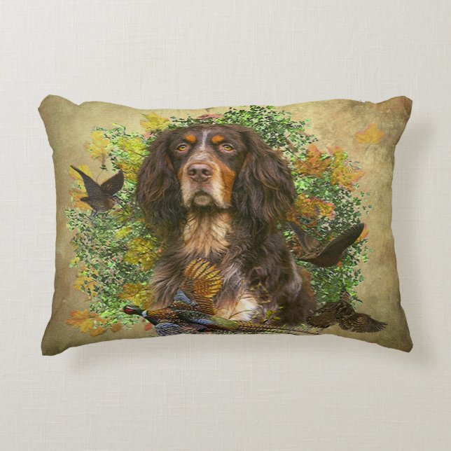 Almofada Decorativa Picardy Spaniel, época de caça (Frente)