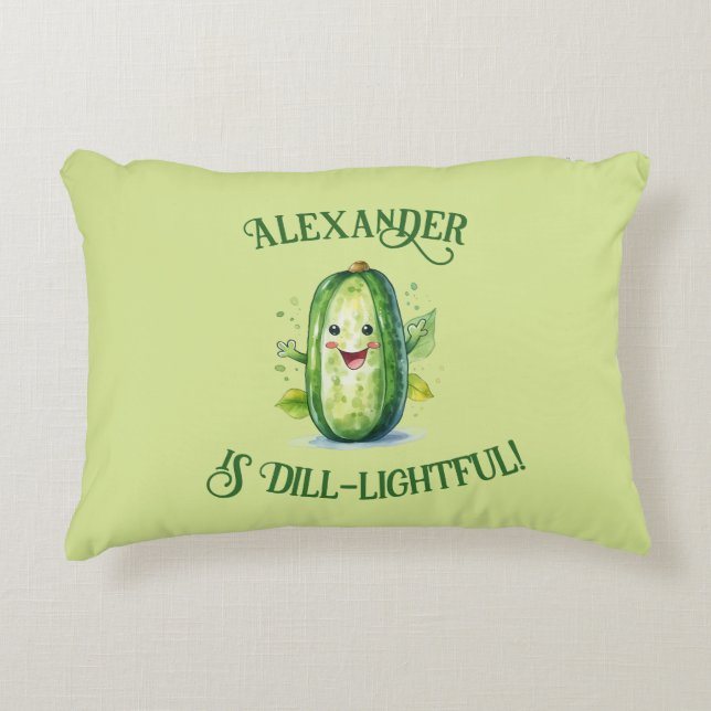 Almofada Decorativa Picles de Cartoon Verde (Frente)